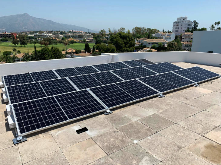 Solar panels on penthouse in Marbella Costa del Sol