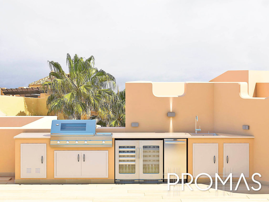 Outdoor kitchen 3d Design on Spanish rooftop in Marbella