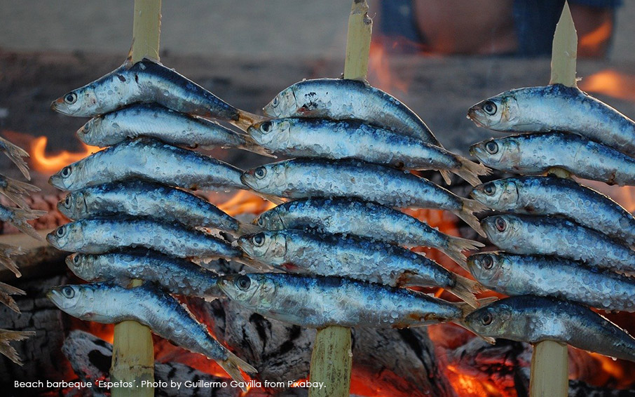 Espetos. Spanish barbeque sardines typical from Andalucía