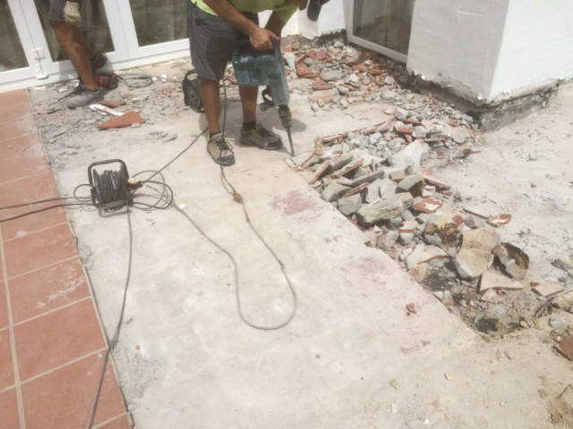 Drilling the patio