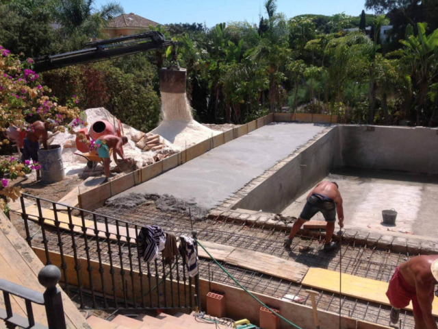 Pool area in process of being built