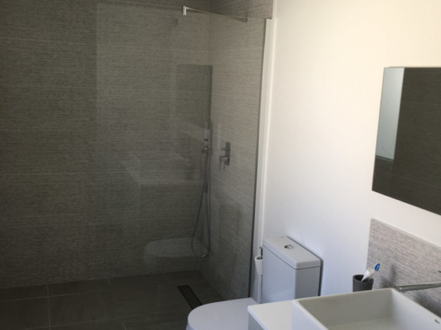 Shower room with toilet and basin