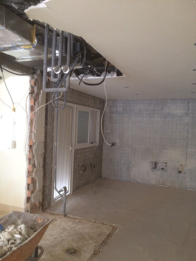 Concrete filling the room