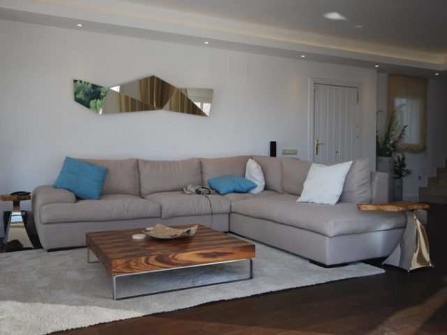 Lounge area with l-shaped sofa