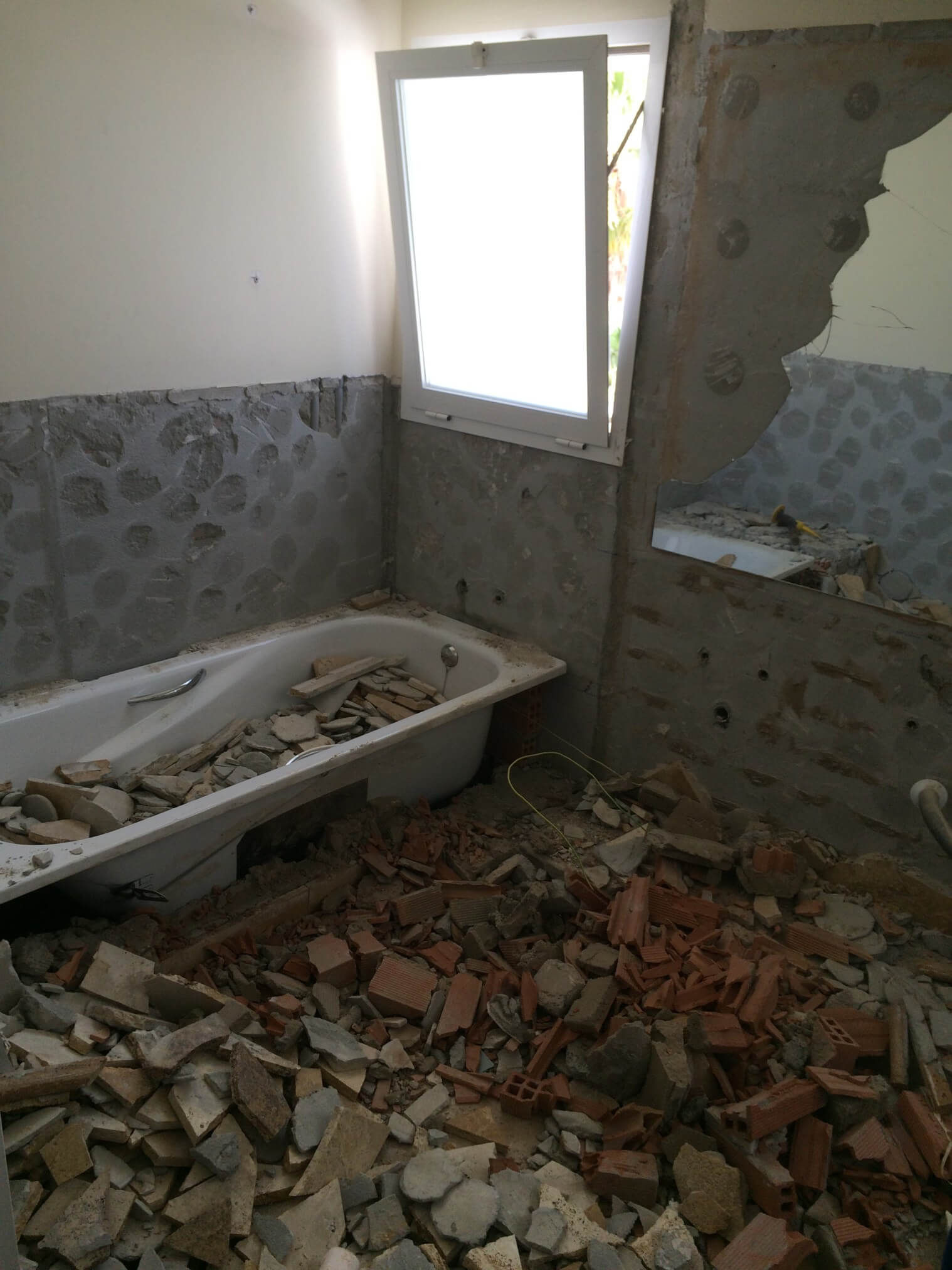 Demolished bathroom