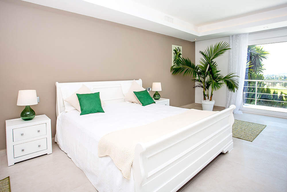 Stylish bedroom suite with green trims- interior design and refurbishment by ProMas