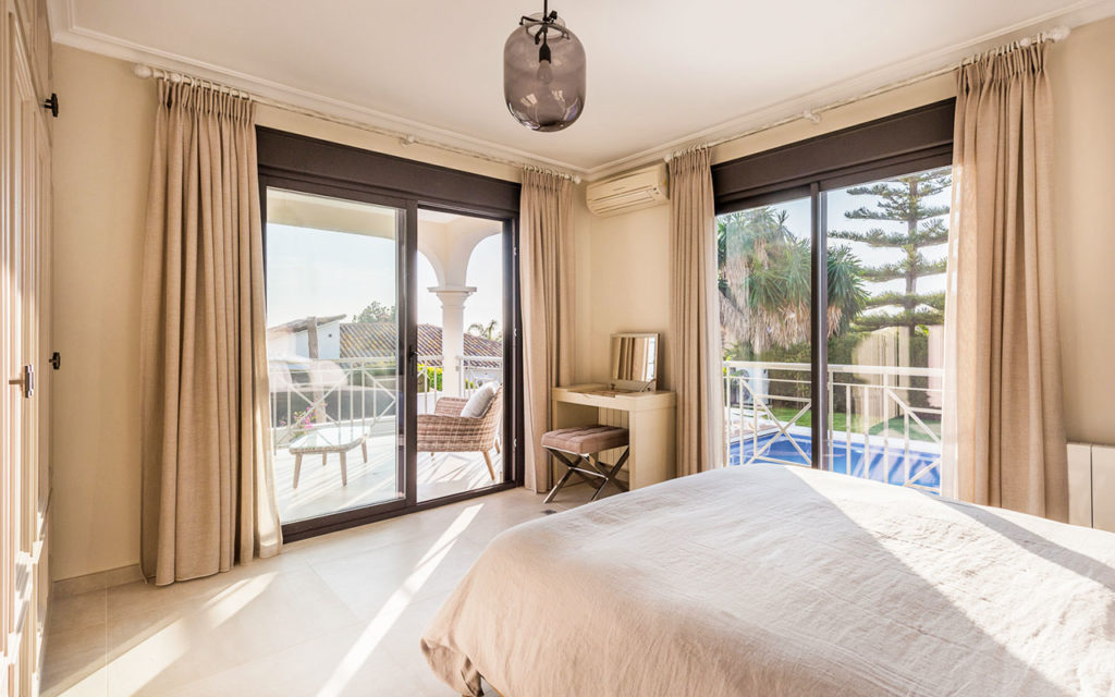 Beautiful light filled bedroom with pool views in Costa del Sol