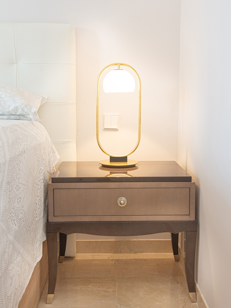 Classy contemporary bedside table and lamp