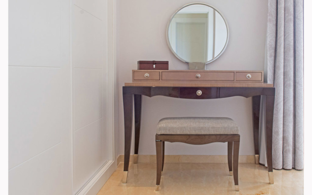 Stylish dressing table with mirror and built in wardrobe