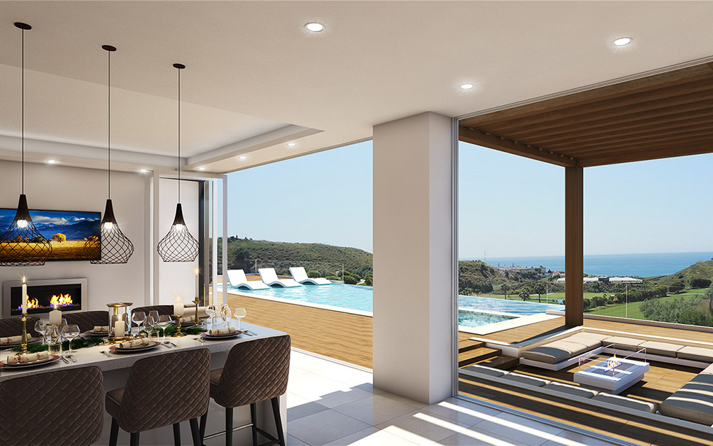 Stunning dining area and infinity pool with views 3d by ProMas
