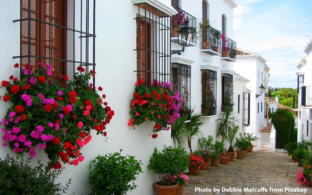 Typical Andalusian old town street in Marbella