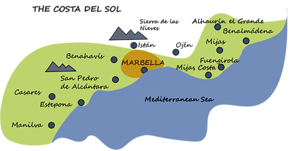 Map of the Costa del Sol by ProMas