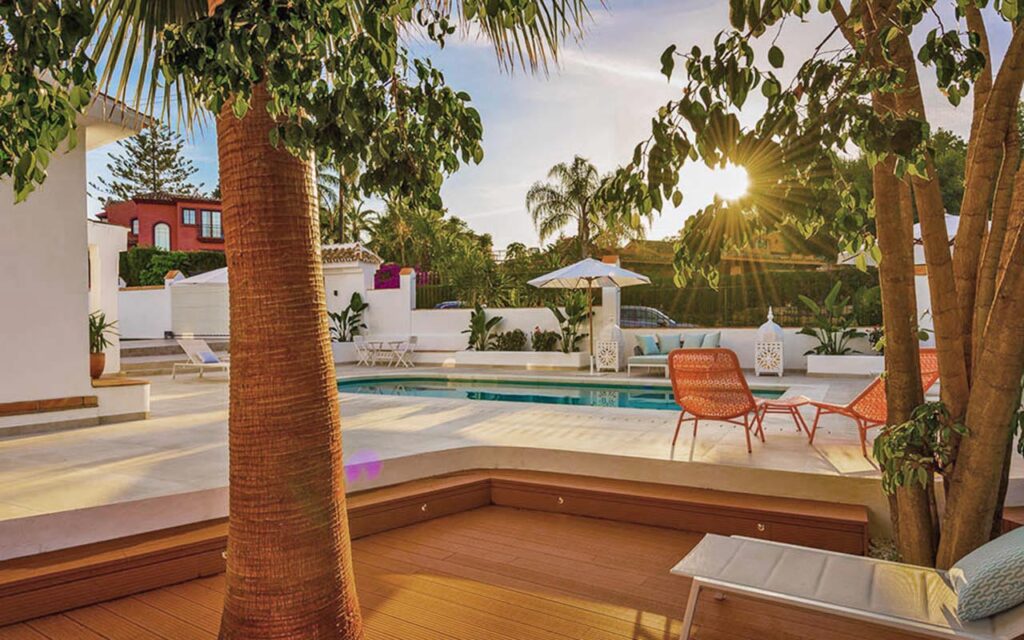 Stylish poolside deck and chillout in Guadalmina