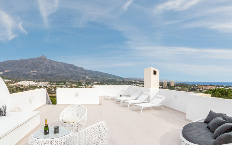 Classic white chillout rooftop in Marbella designed and reformed by ProMas