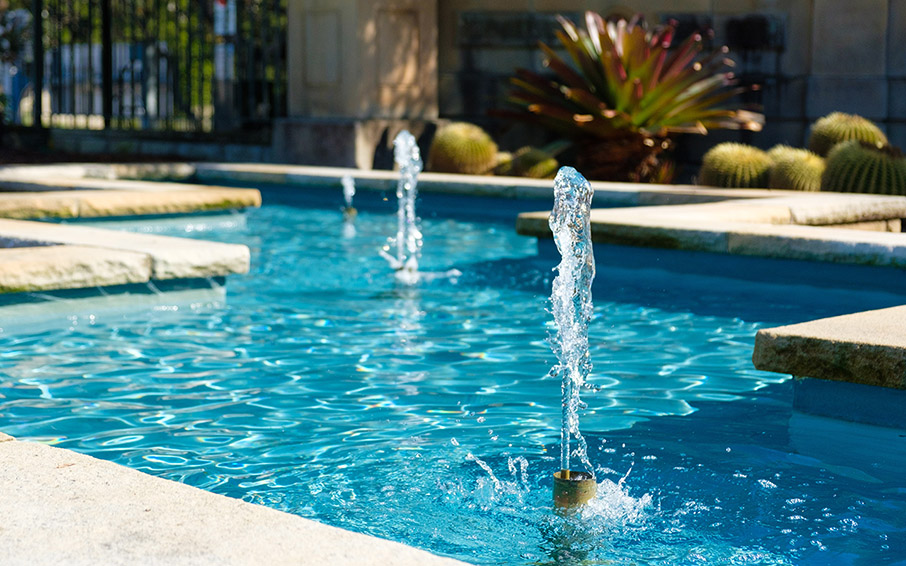 Pool with water spouts