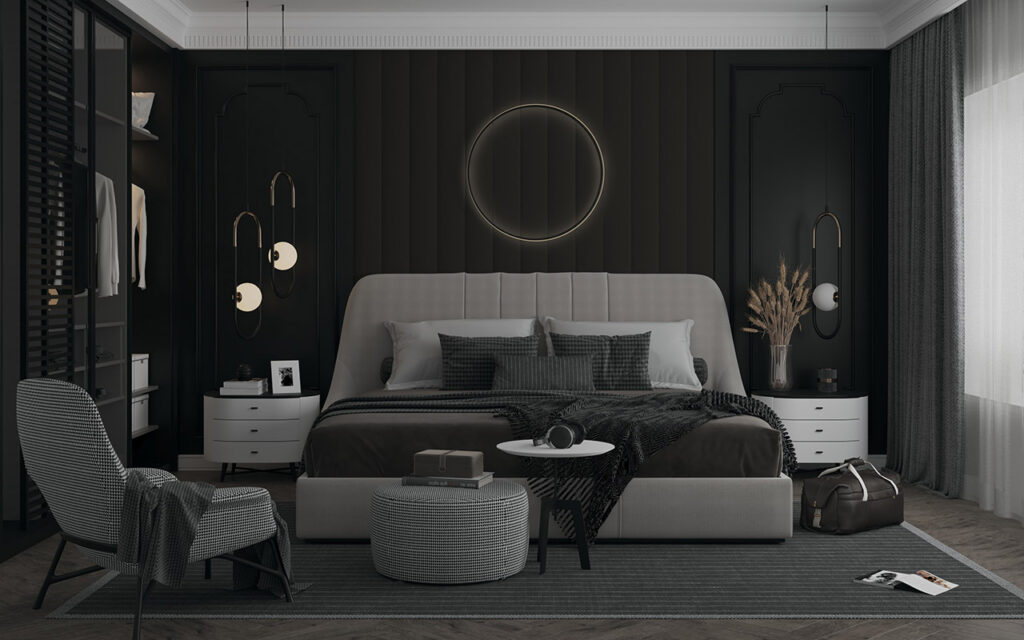 All black and grey bedroom suite