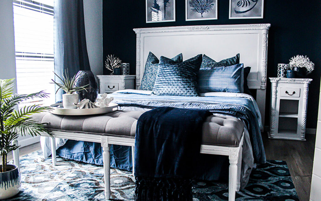 Classic blue feature bedroom