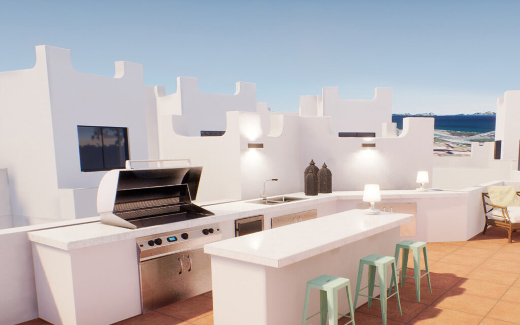 Rooftop kitchen 3d visualisation by Promas Costa del Sol