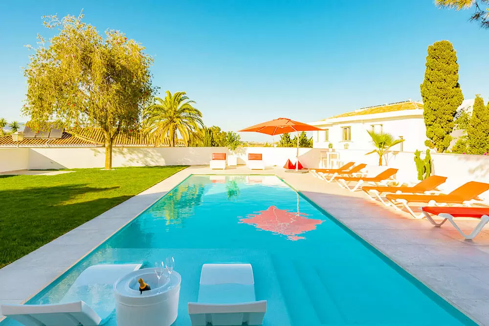 classic spanish pool luxury pool chair and sun lounges marbella