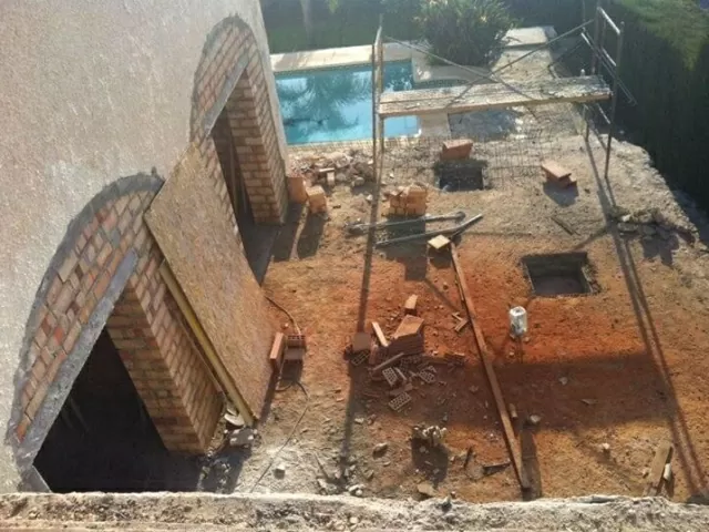 Outdoor mid-renovation